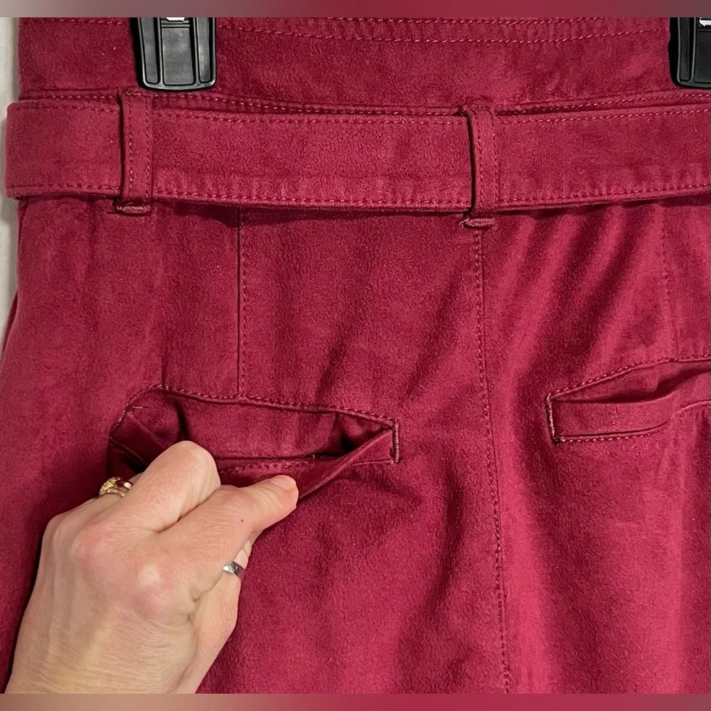 FREE PEOPLE Nightfall Vegan Suede High Rise Paperbag Waist Pants Casual Office